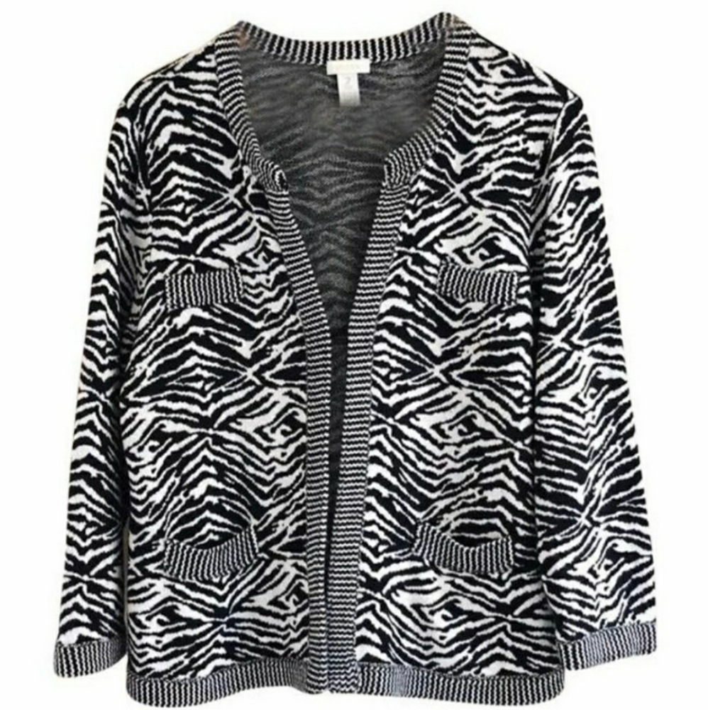 CHICO'S- Hallie Cardigan "Zebra Print"